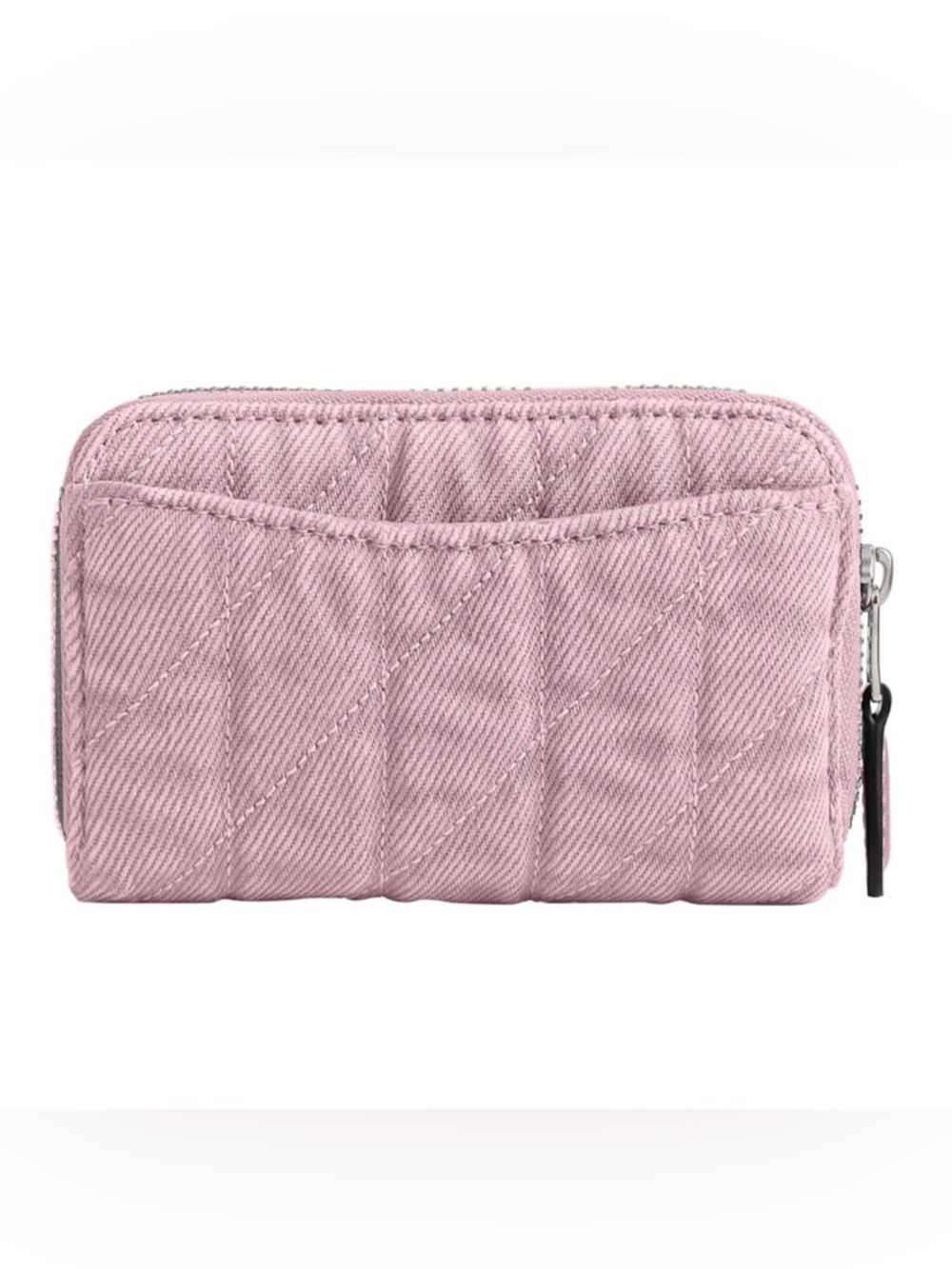 COACH Essential Small Zip Around Card Case in Quilted Dyed BALLERINA PINK Denim - Picture 7 of 7